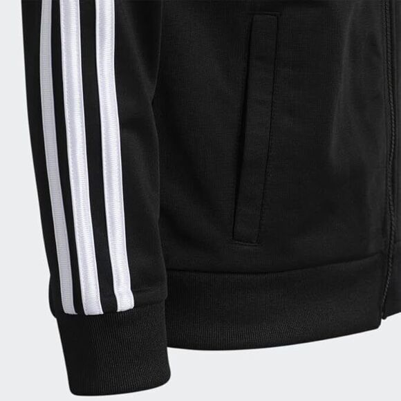 Adidas Girls Size 16 Black Zip Up Tricot Track Jacket Warm Up Bomber - Picture 3 of 4